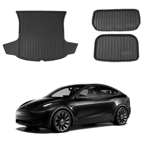 DESLE Tesla Model Y Trunk Mat,Heavy Duty,Fit 2020-2025.3Pcs