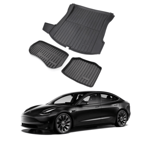 DESLE Tesla Model 3 Trunk Mat,Fit 2020-2023,3Pcs