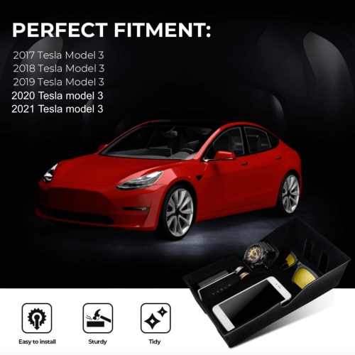 DESLE Tesla Model 3 Flocked Center Console Organizer Tray.Only Fit 2017-2020 Model 3