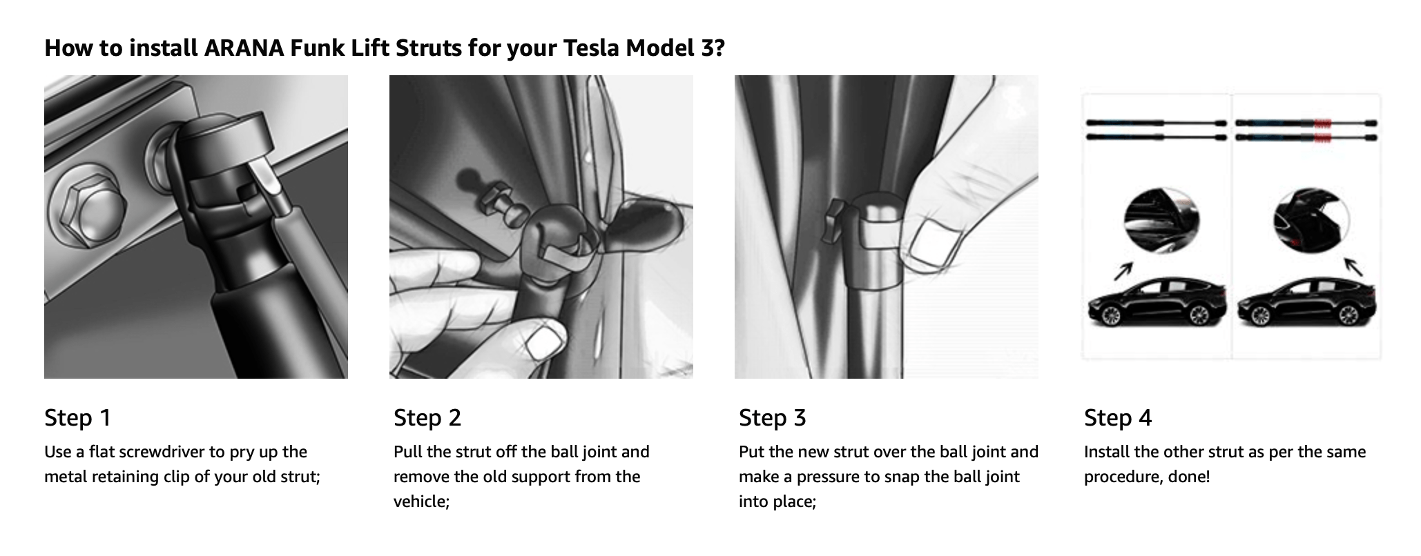 DESLE Tesla Model 3 Upgraded Front Hood/Rear Trunk Lift.Only Fit 2017-2020 Model 3 - Image 5