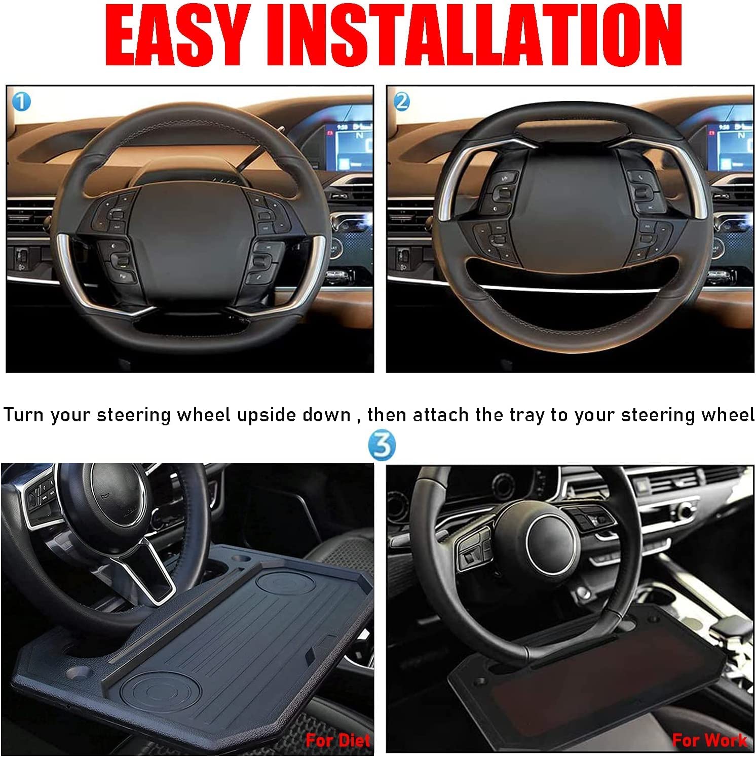 DESLE For Tesla 3/Y Multi-Functional Portable Car Laptop and Food Steering Wheel Tray - Image 5