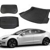 DESLE Tesla Model 3 Fully Cover 3D Trunk Mats.Only Fit New Molde 3 2020-2023.3Pcs