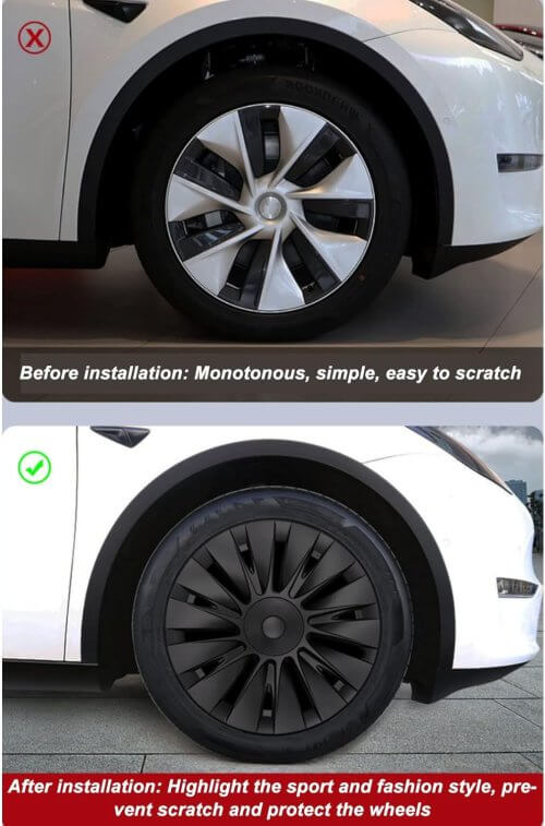 Alternative view of DESLE Tesla Model Y Wheel Rim Protectors Cover.Fit 2020-2025 Set of 4.Matte Black.19 Inch
