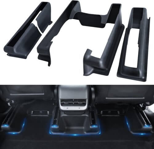 DESLE Tesla Model Y Seat Slide Rail Pad Cover Protectors Under Seat Kick Wrap Kits Front Rear Console Seat Track Scratch-Resistant Anti-Kick Case Shells for 2020-2025 Model Y Accessories (3 PCS)