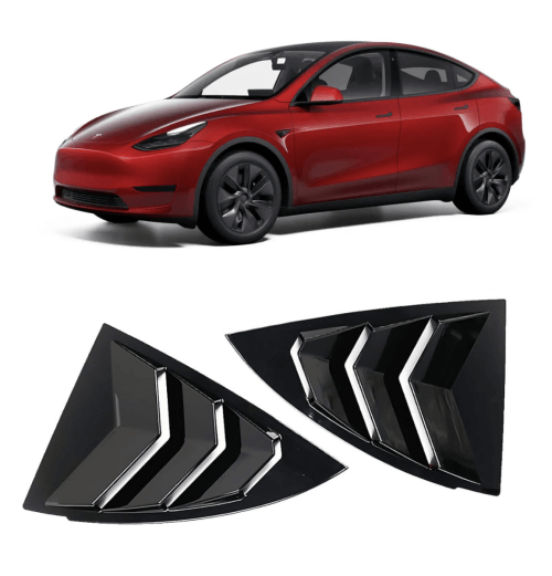 DESLE Tesla Model Y Side Window Louvers 2020-2024 Air Vent Scoop Louvers Shades Cover Blinds with 3M Tape (Black)