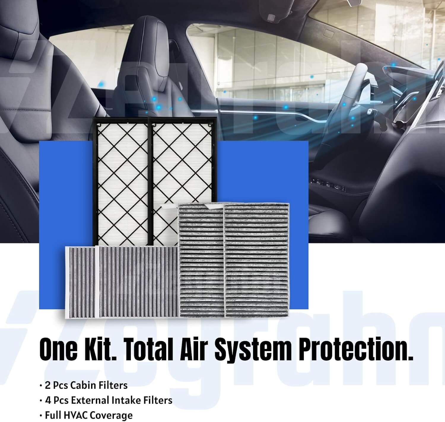 DESLE 6PCS Cabin Air Filter for Tesla Model Y 2020-2026, 2 Cabin Filters + 4 Front Trunk Air Intake Filters, Multi-Layer Activated Carbon HVAC Filter Replacement - Image 5